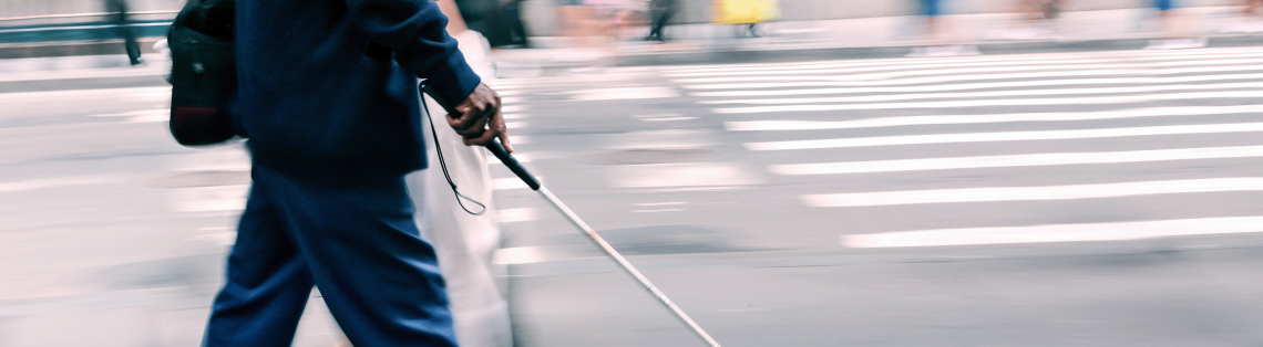 Photo of a man with walking aid